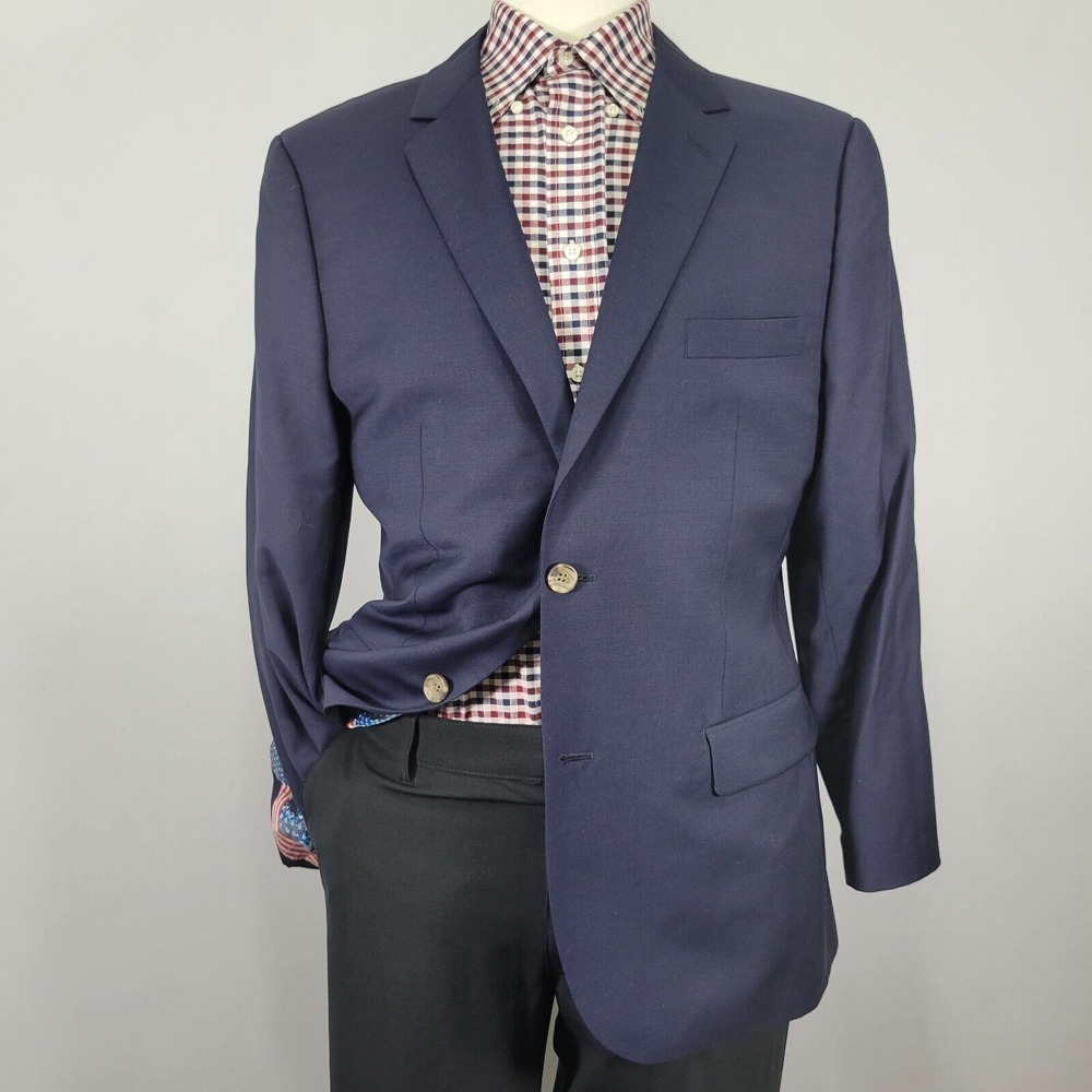 Indochino Men's Sport Coat Blazer Two Button Deep Navy‎ Wool Blend About 44R